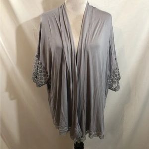 Logo Lavender Short Sleeve Open Front With Lace Trim - Women’s Large